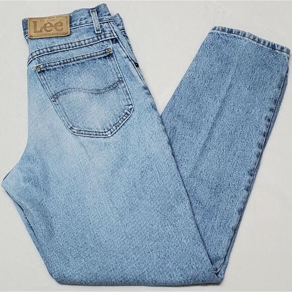 𝅺VINTAGE 1970s-80s Lee Light Distressed Stone Wash High Rise Jeans 30 - Picture 4 of 14
